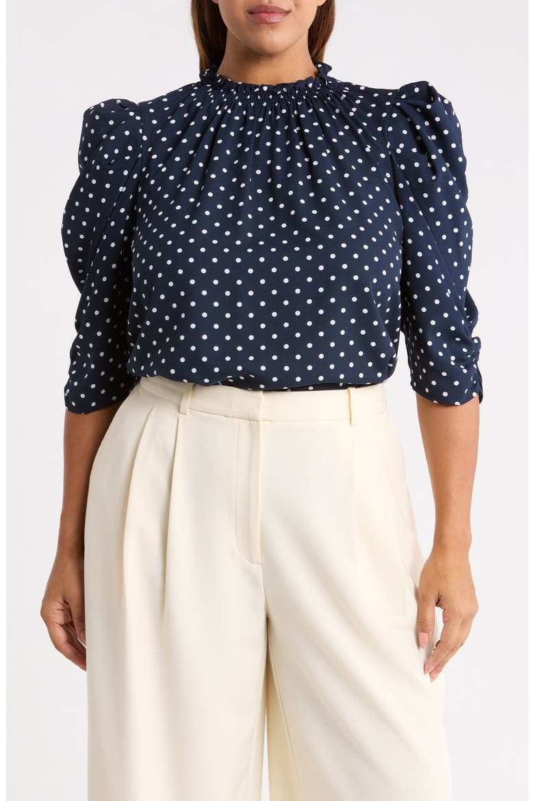 Dot Print Top, Main, color, NAVY-CREAM