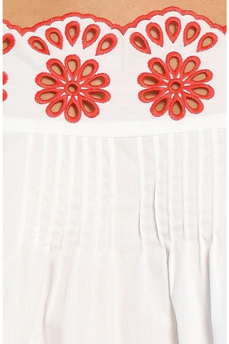 Brydee Embroidered Eyelet Tie Top, Alternate, color, RED