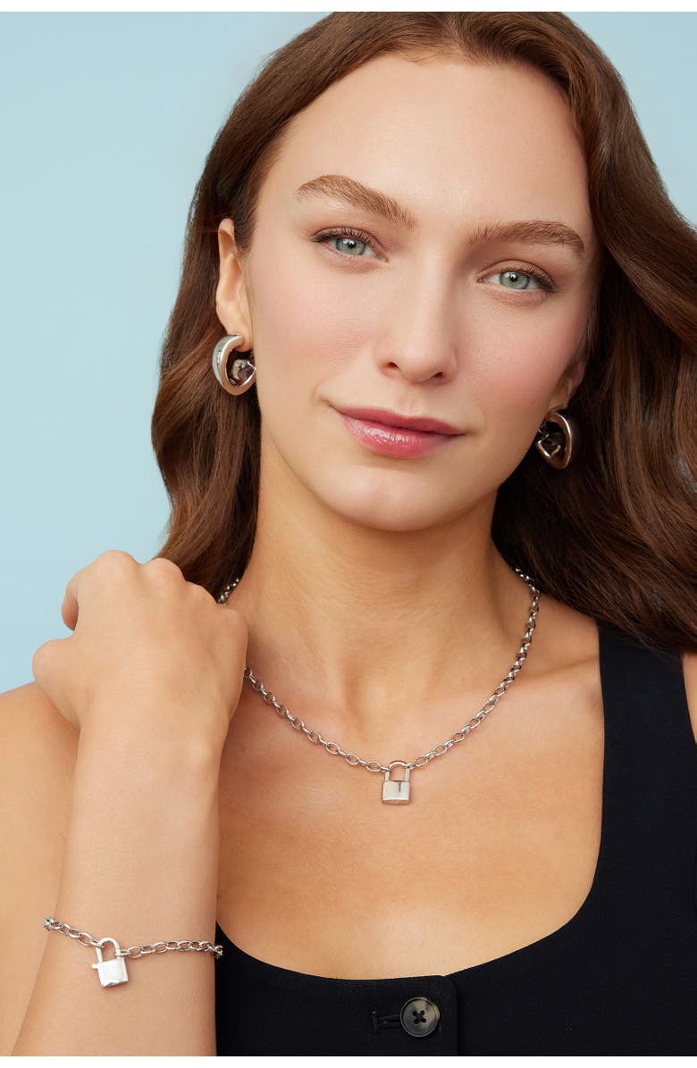 Oradina Sterling Silver Lock it Up Connector Clasp Bracelet, Alternate, color, Silver