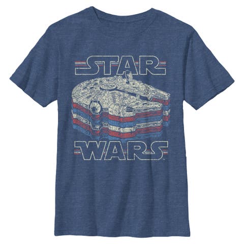 Boy's Star Wars Millennium Falcon Retro Multi Stripes  Graphic T-Shirt