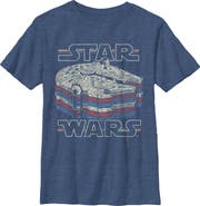 Star Wars Boy's Star Wars Millennium Falcon Retro Multi Stripes Graphic T-Shirt