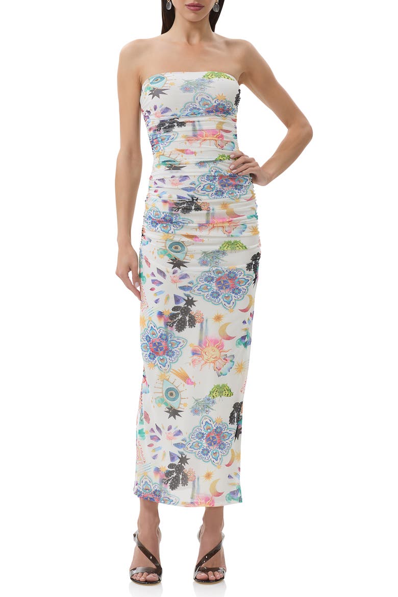 Marlo Strapless Mesh Maxi Dress, Main, color, SUMMER CONVO
