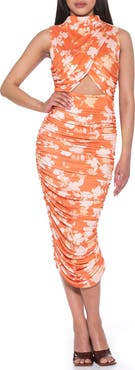 Alexia Admor Khloe Sleeveless Ruched Cutout Midi Dress