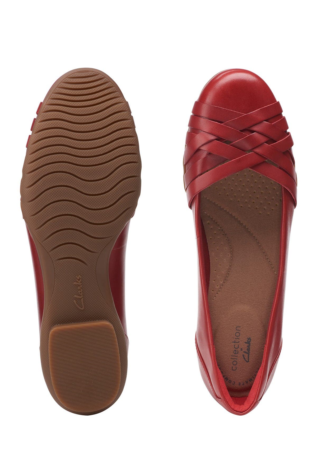 Clarks<sup>®</sup> Sara Clover Leather Strappy Flat - Multiple Widths Available, Alternate, color, 