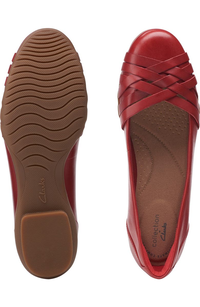 Clarks<sup>®</sup> Sara Clover Leather Strappy Flat - Multiple Widths Available, Alternate, color,
