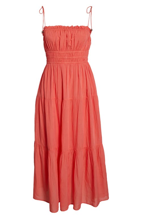 Elan Smocked Cover-up Midi Dress In Red