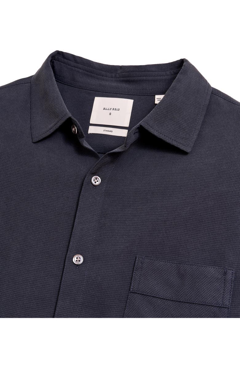 Billy Reid Rosedale Standard Fit Textured Silk & Cotton Button-Up Shirt, Alternate, color, Carbon Blue