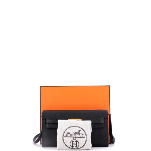 Pre-owned Hermes Hermes Kelly To Go Wallet Chevre Mysore In Black