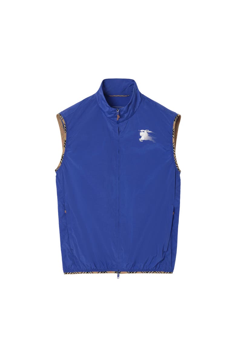 Check Trim Nylon Gilet, Alternate, color, Knight blue