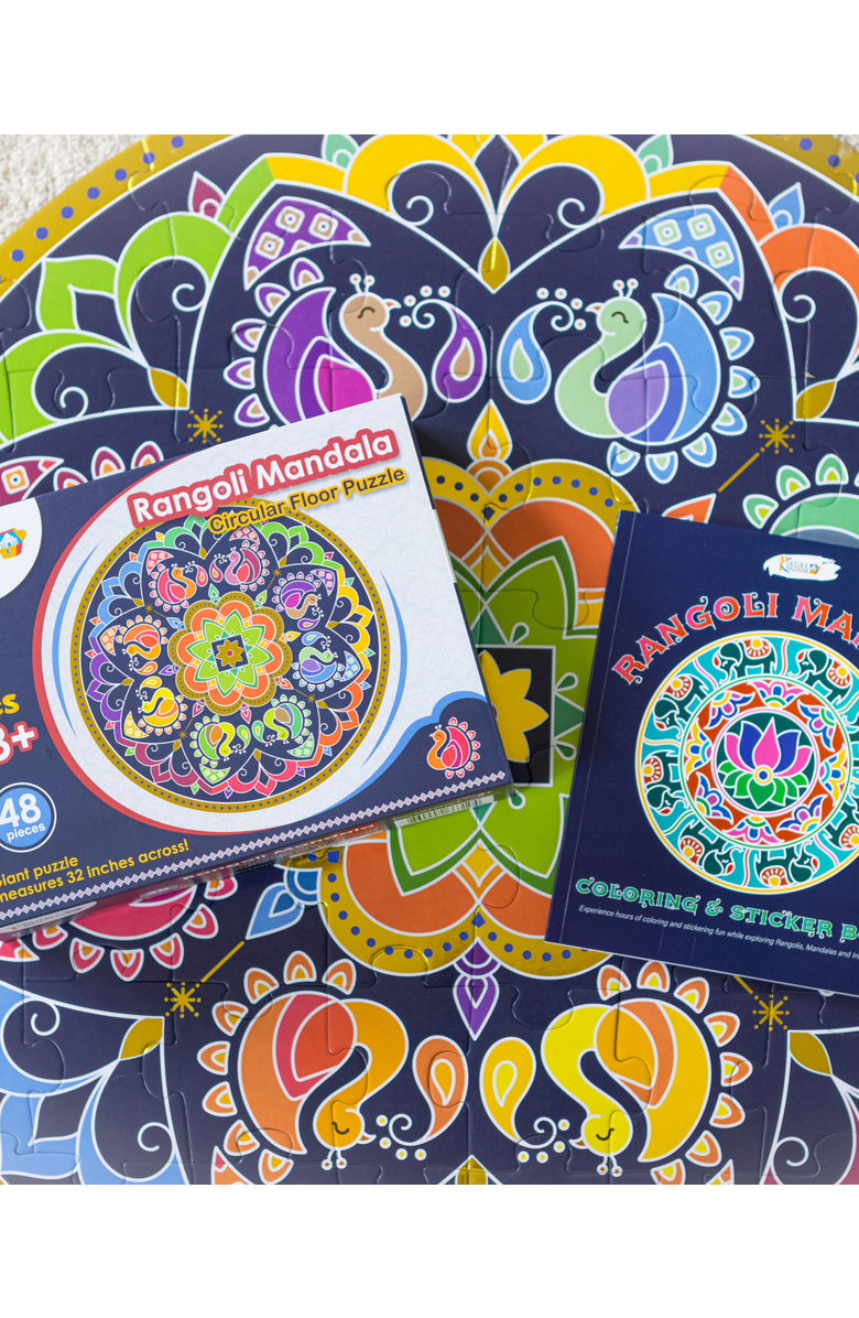 KULTURE KHAZANA Rangoli Mandala Bundle - Puzzle and Coloring + Sticker Book, Main, color, Multi-Color