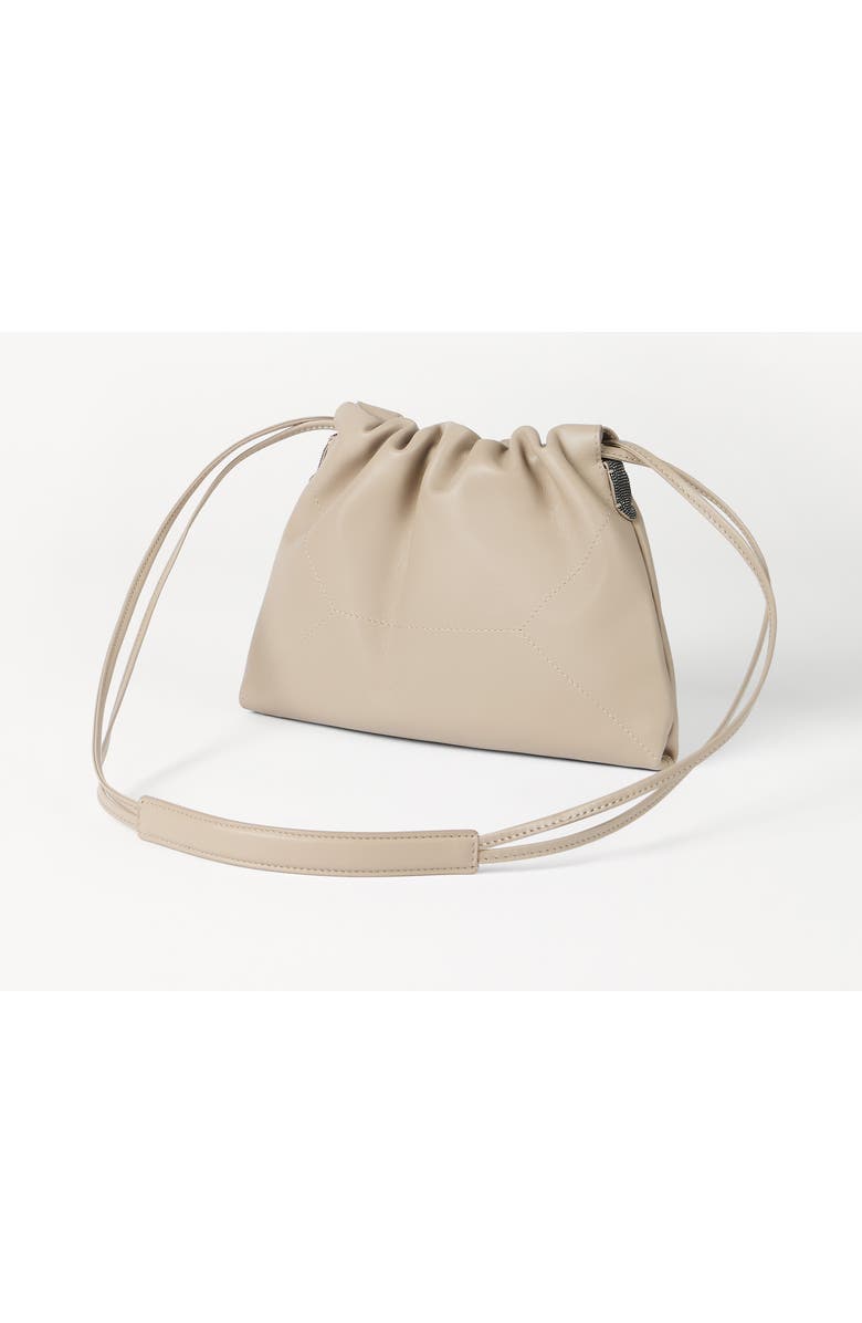 Brunello Cucinelli Calfskin BC Duo pouch bag, Alternate, color, Buff