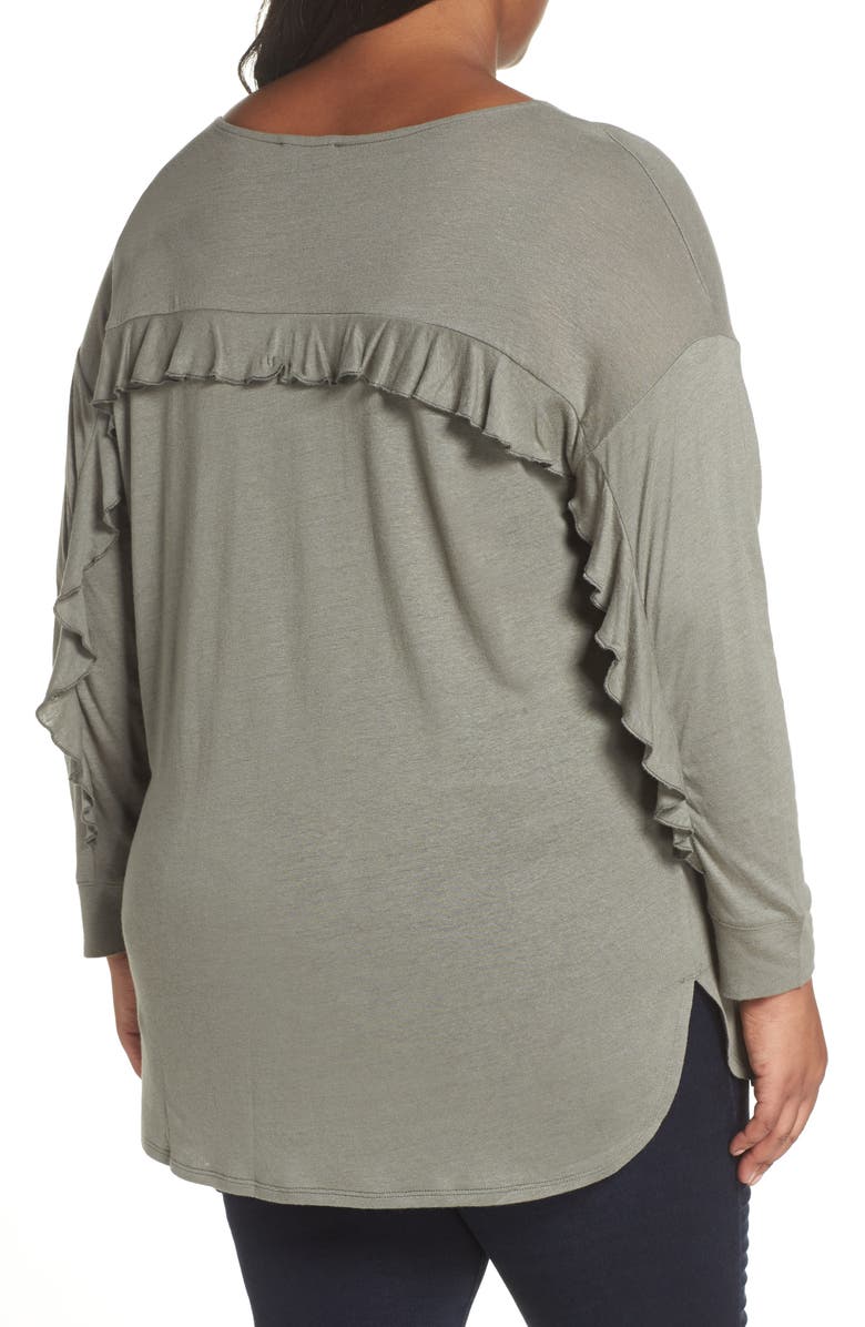 NIC+ZOE Fresh Air Ruffle Top, Alternate, color, Moss
