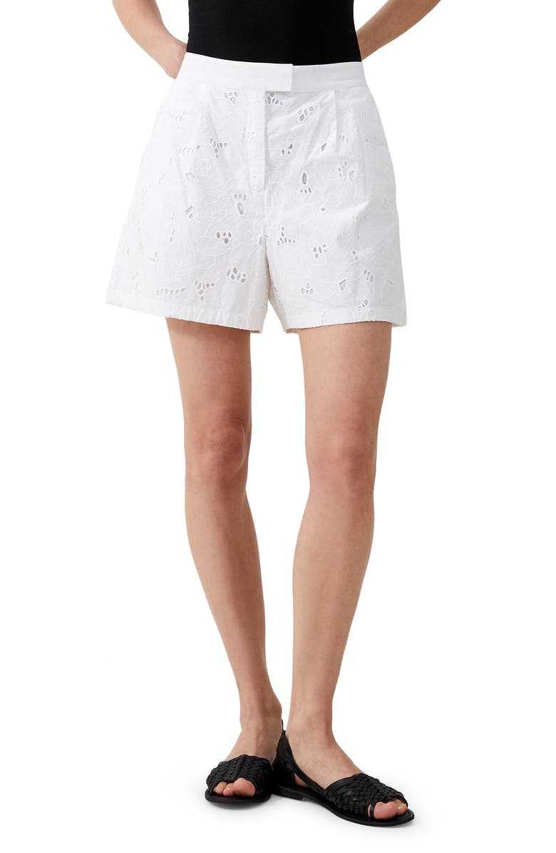 French Connection Rhodes Floral Lace Cotton Shorts, Main, color, 