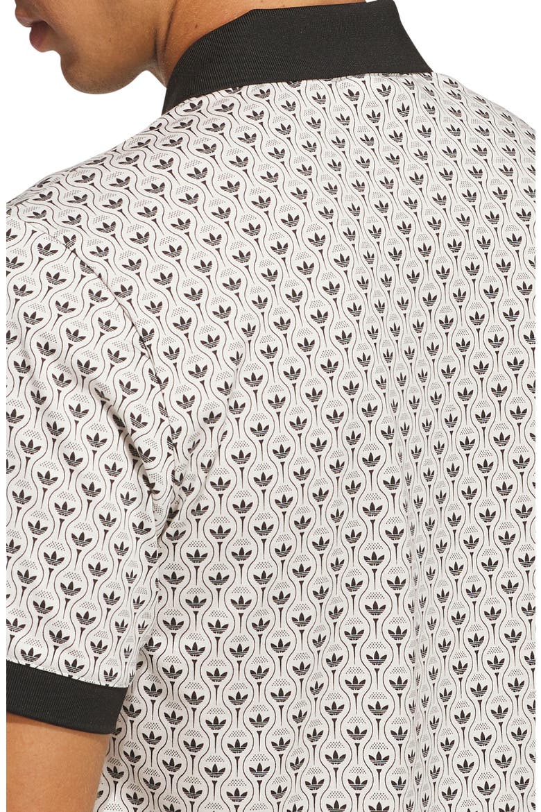 Originals Trefoil Print Polo, Alternate, color, BLACK/ CHALK WHITE