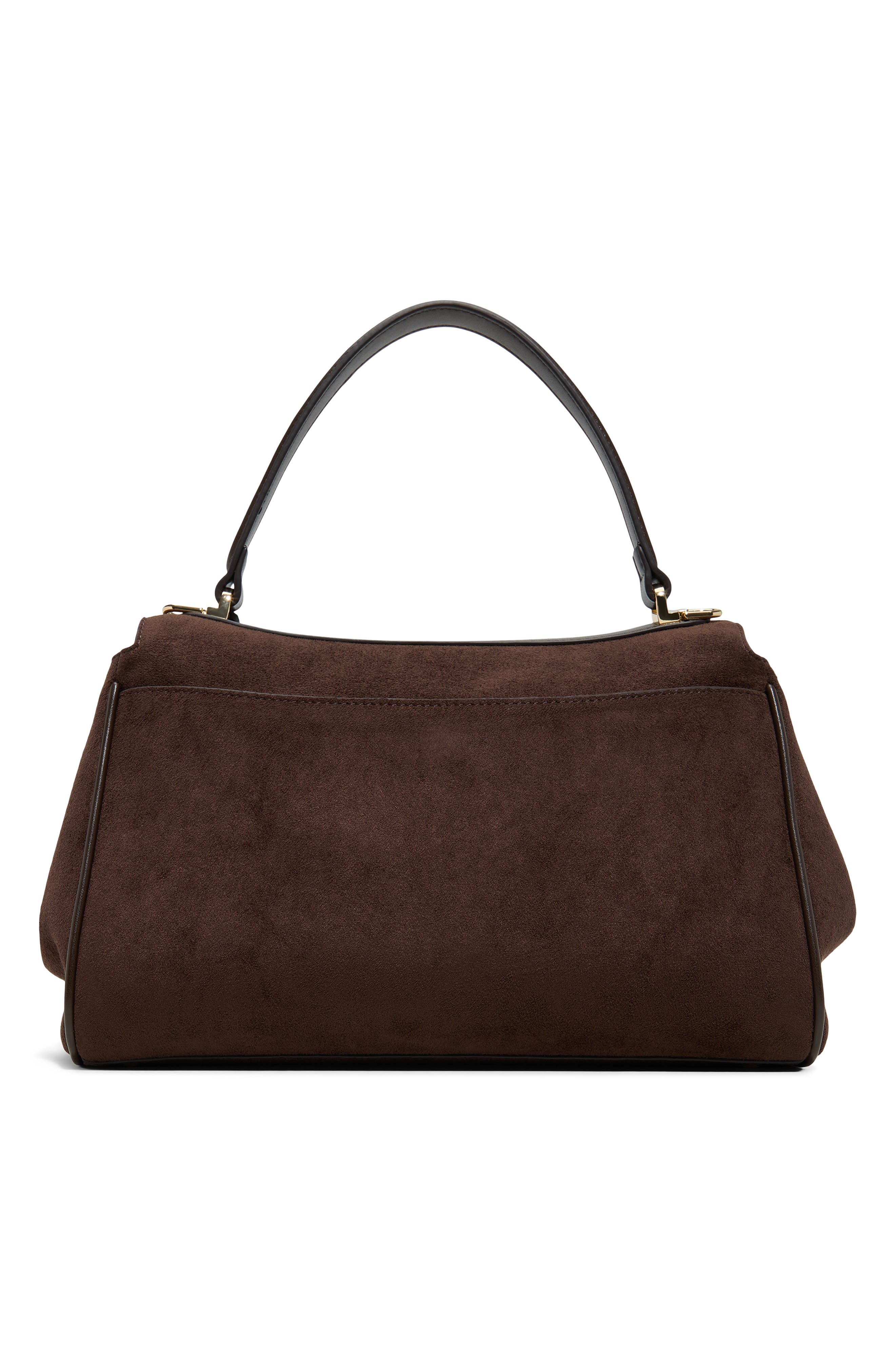 Katieax Faux Leather Satchel, Alternate, color, BROWN