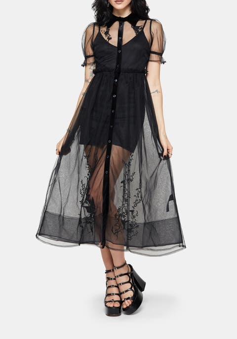 Aria Embroidered Tulle Shirt Dress