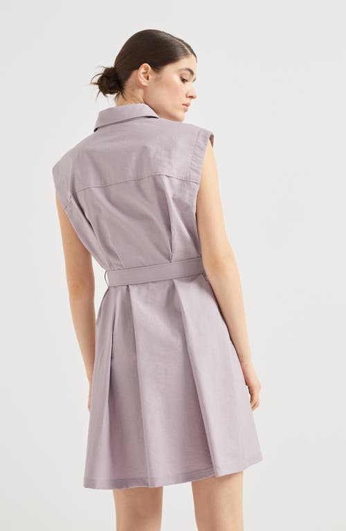 Brunello Cucinelli Mini Chemisier Dress With Monili In Lilac