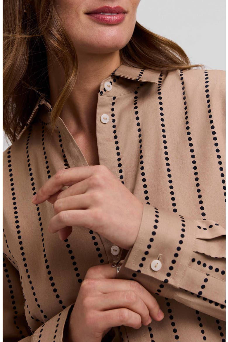Dot Stripe Boyfriend Button-Up Shirt, Alternate, color, ALMOND BROWN/ BLACK