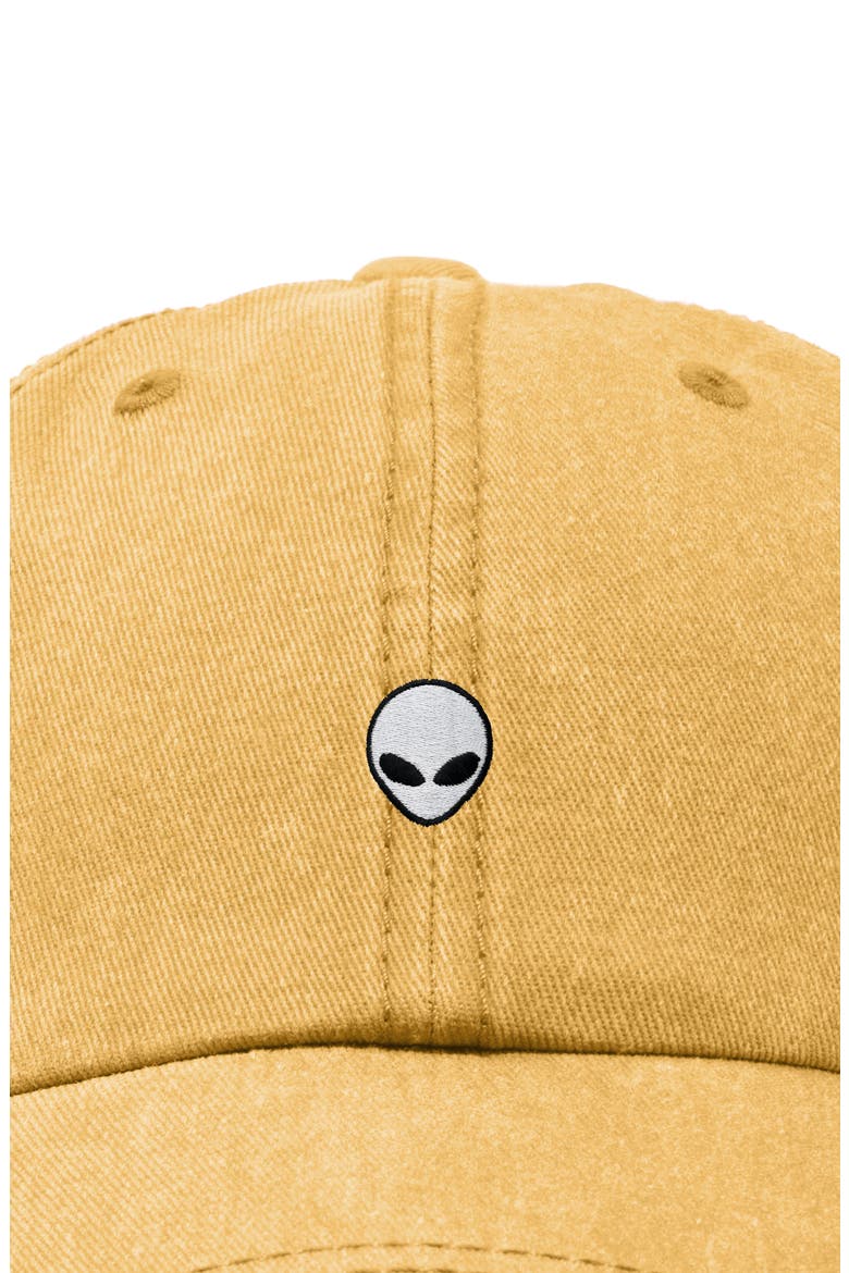 Mens Lil Alien Cotton Dad Cap, Alternate, color, Washed Gold