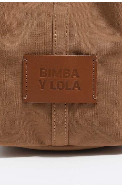 Bimba Y Lola Large Nylon Chihuahua Shopper Bag With Stripes In Brown