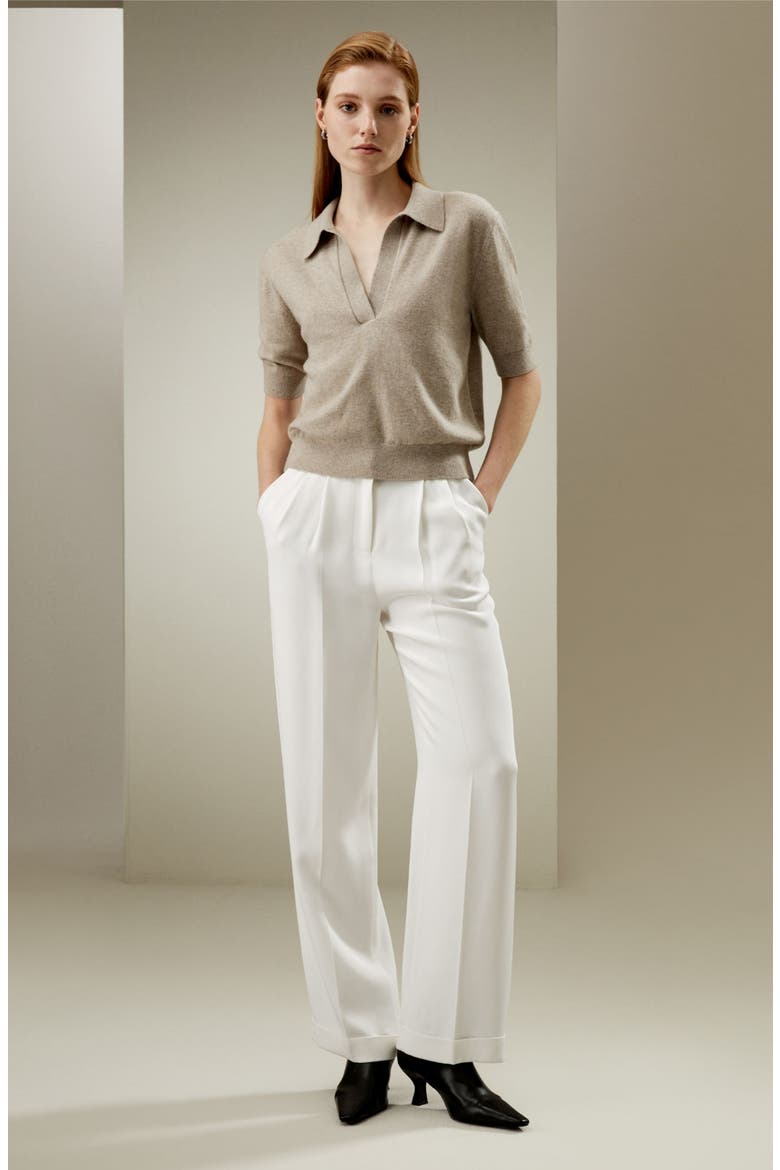 Women's Ultrafine Merino Wool Polo, Alternate, color, Camel
