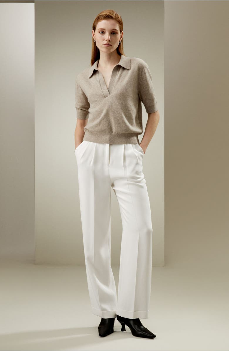 Lilysilk Ultrafine Merino Wool Polo, Alternate, color, Camel