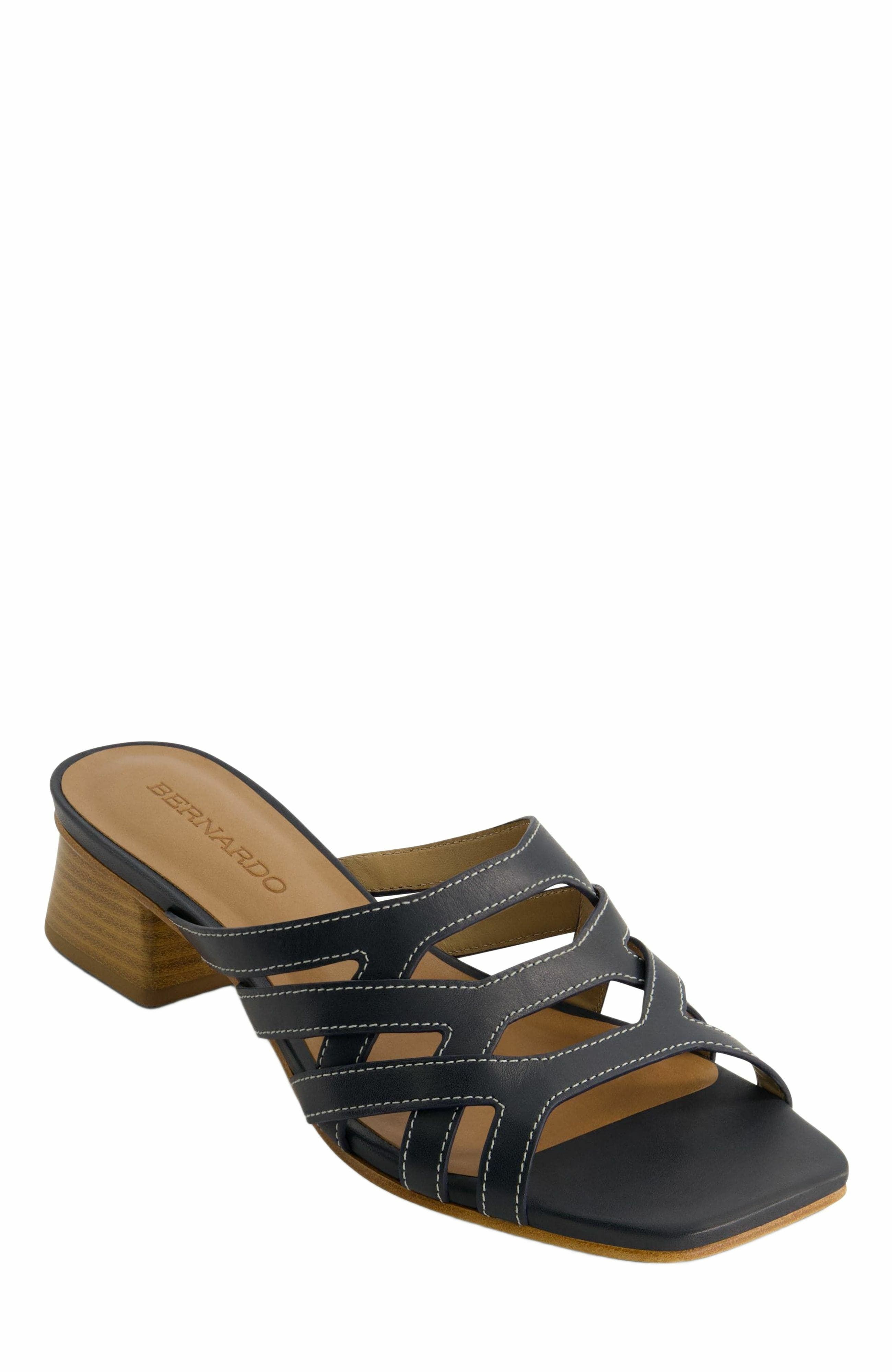 Bernardo Footwear Jacin Low Heel Sandal, Alternate, color, Navy