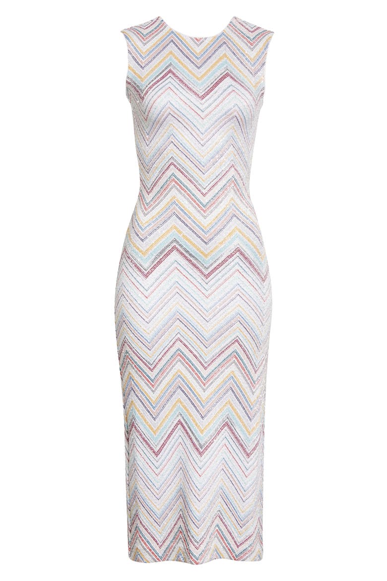 Sequin Zigzag Sweater Dress, Alternate, color, WHITE MULTI