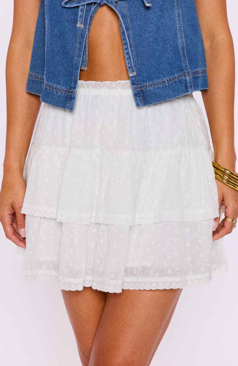 VICI Collection Bailey Eyelet Tiered Miniskirt, Alternate, color, 