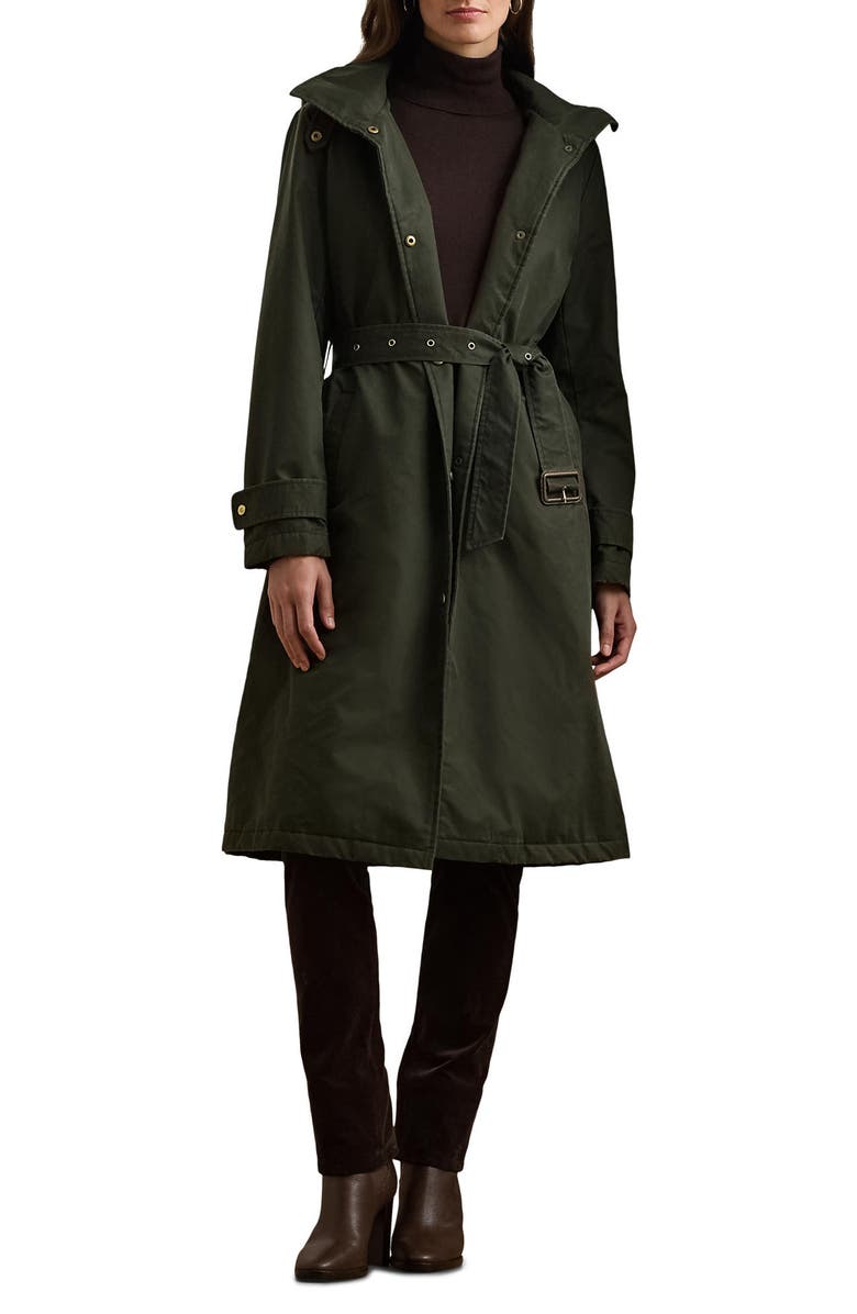Lauren Ralph Lauren Waxed Hooded Coat, Main, color, 