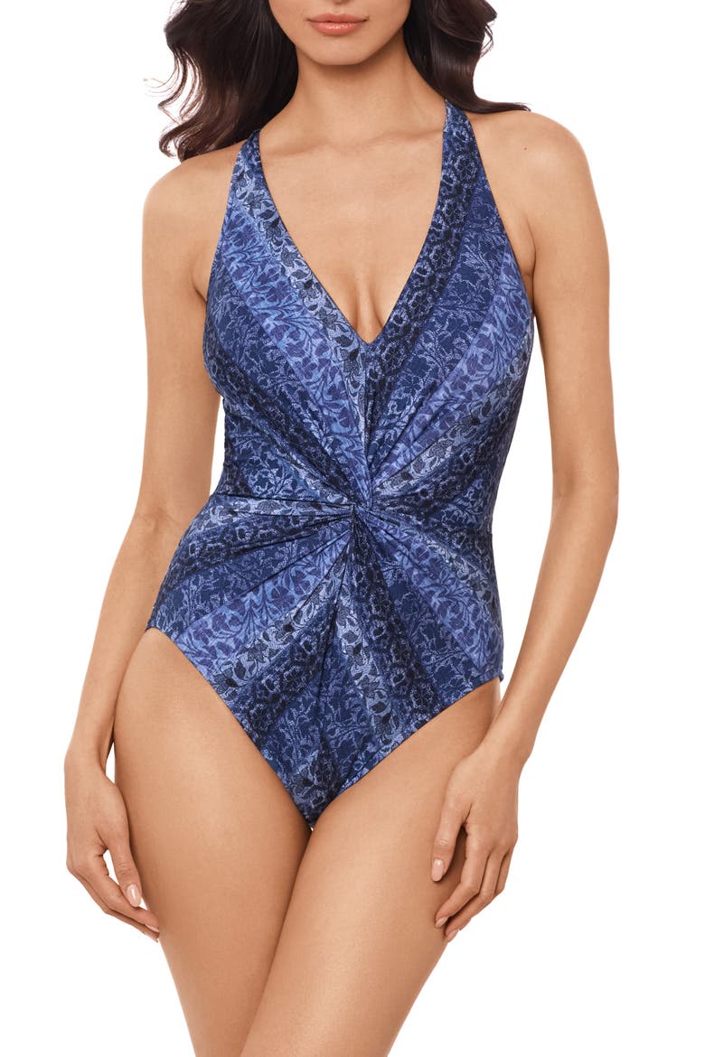 Via Roma Drew Strappy One-Piece Swimsuit, Main, color, BLUE MULTI
