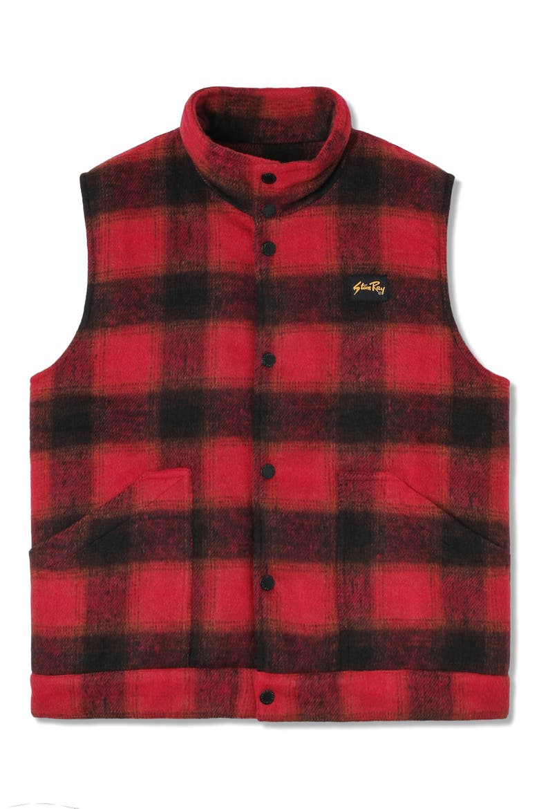 Plaid Cotton Flannel Vest, Alternate, color, RED