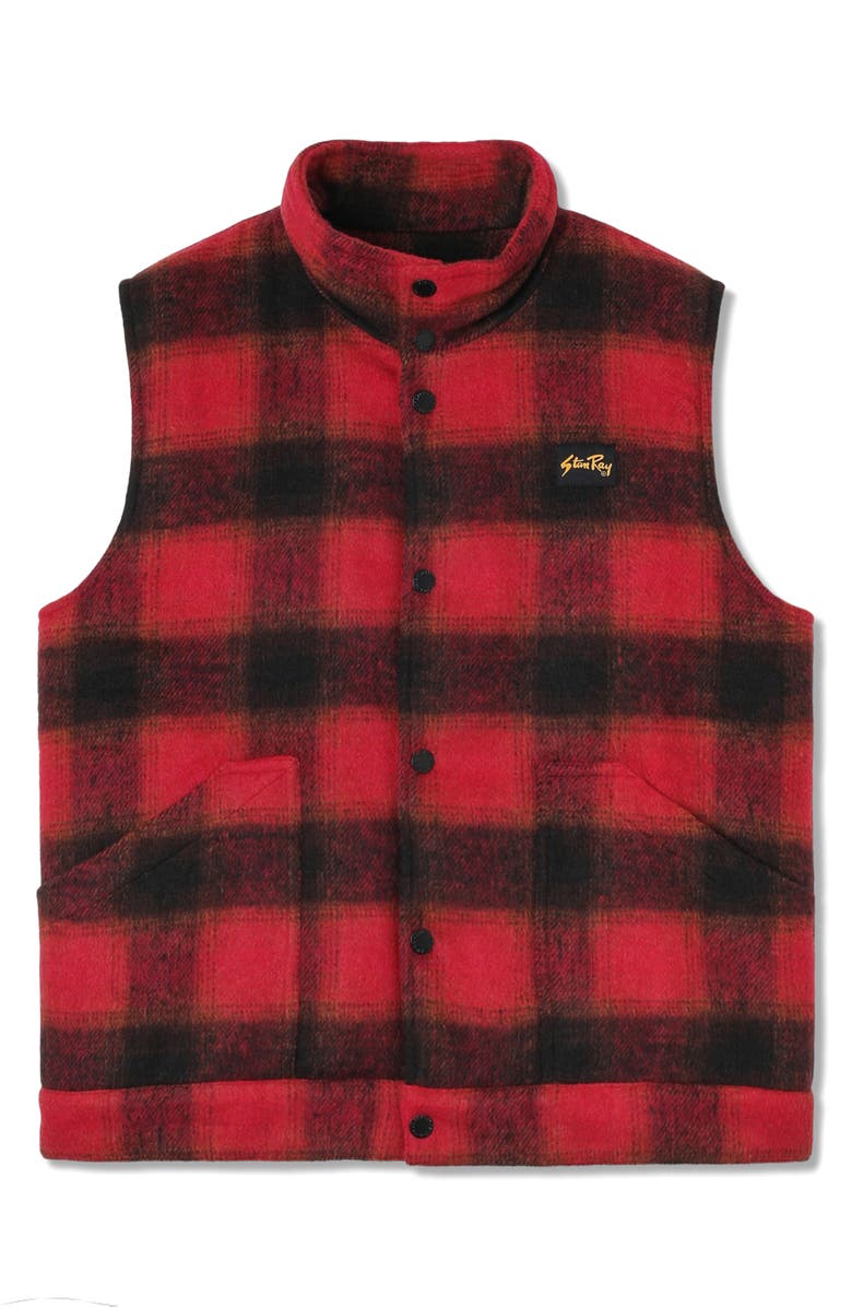 STAN RAY Plaid Cotton Flannel Vest, Alternate, color, Red