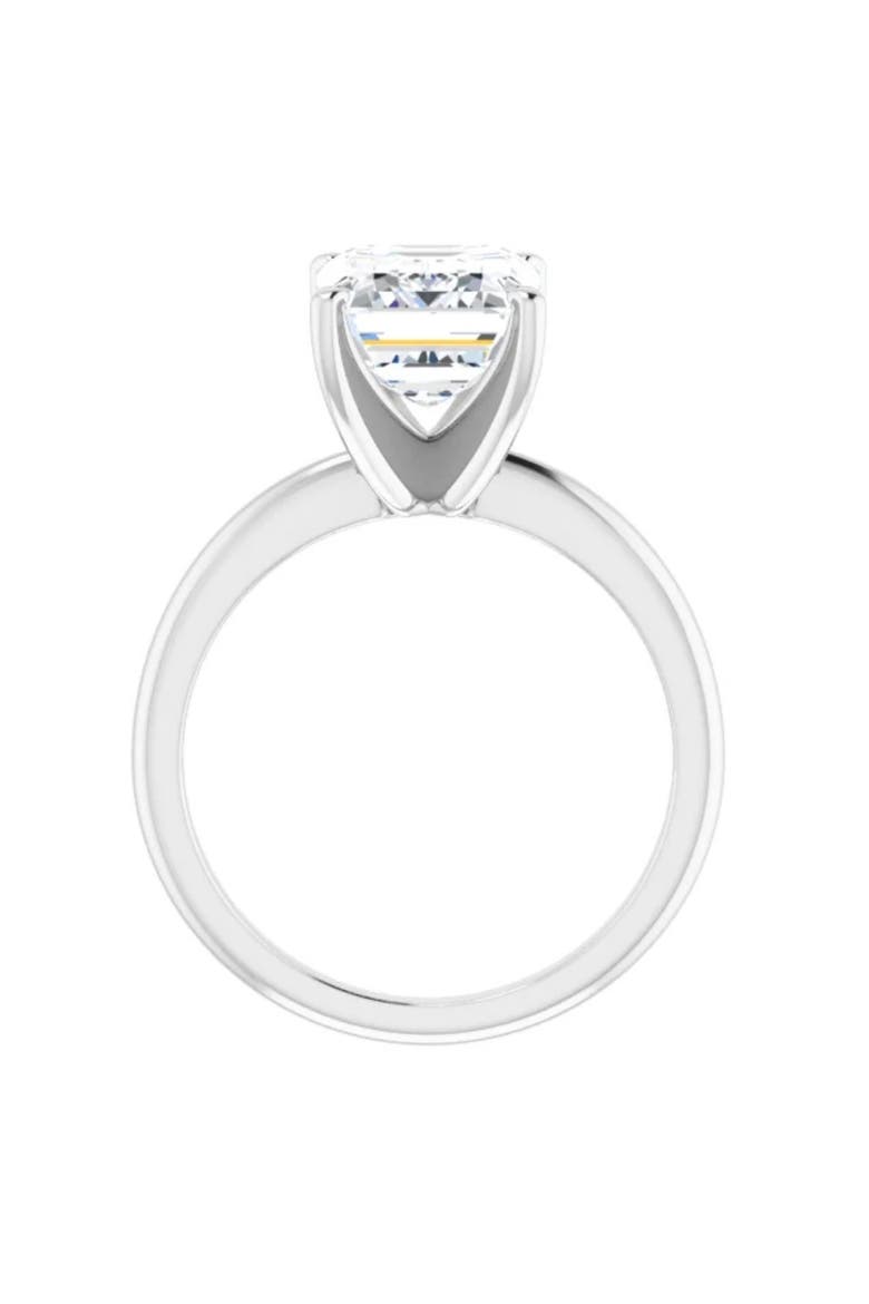 4Ct Emerald Solitaire Moissanite Engagement Ring in or Gold, Alternate, color, 14k White Gold
