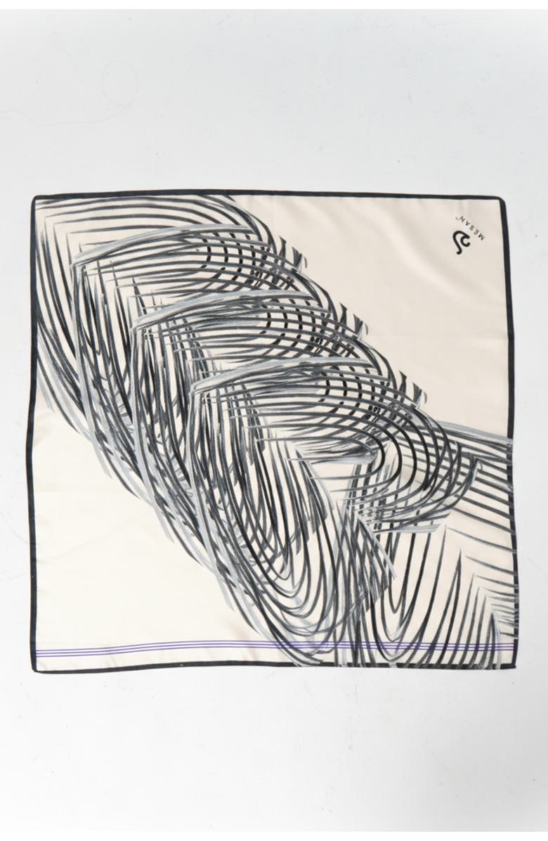 Mèsan Organic Square Mulberry Silk Scarf, Main, color, Black And Neutrals
