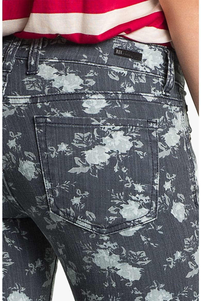'Diana' Floral Skinny Jeans, Alternate, color, GREY