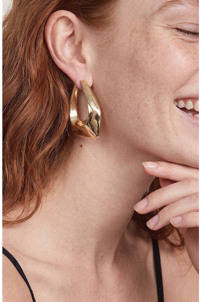 Large Geometric Hoop Earrings, Alternate, color, GOLD