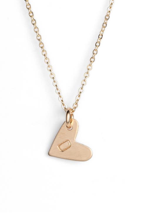 14k-Gold Fill Initial Mini Heart Pendant Necklace