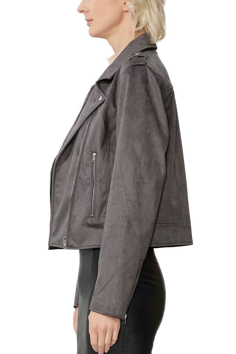 Willa Faux Suede Moto Jacket, Alternate, color, Dark Gray