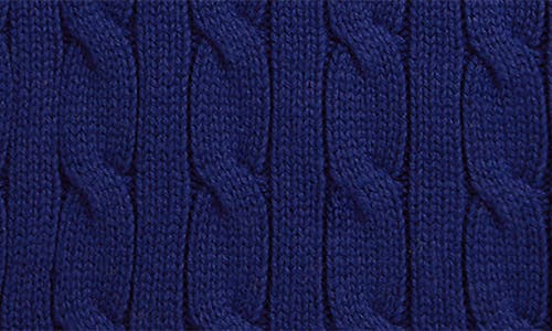 Ralph Lauren Polo Bear Embroidered Cable Knit Cotton Sweater In Blue