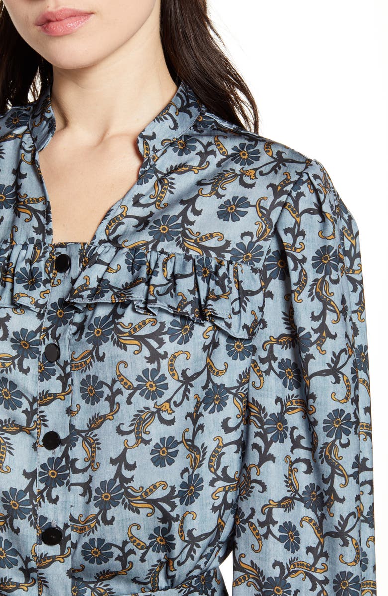 Topshop Paisley Frill Top, Alternate, color,