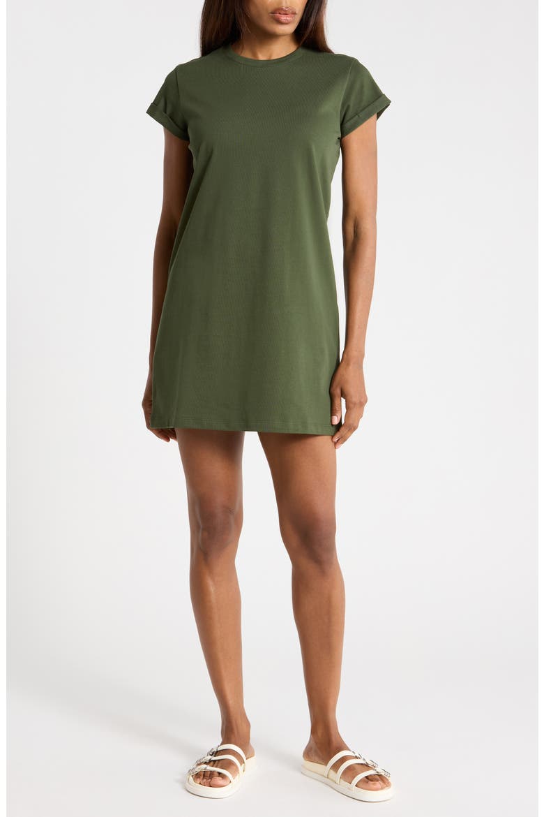 Anna Cotton T-Shirt Dress, Main, color, RIFLE GREEN
