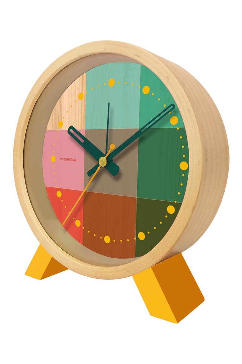 Riso Wooden Alarm Clock, Alternate, color, GREEN/ PINK