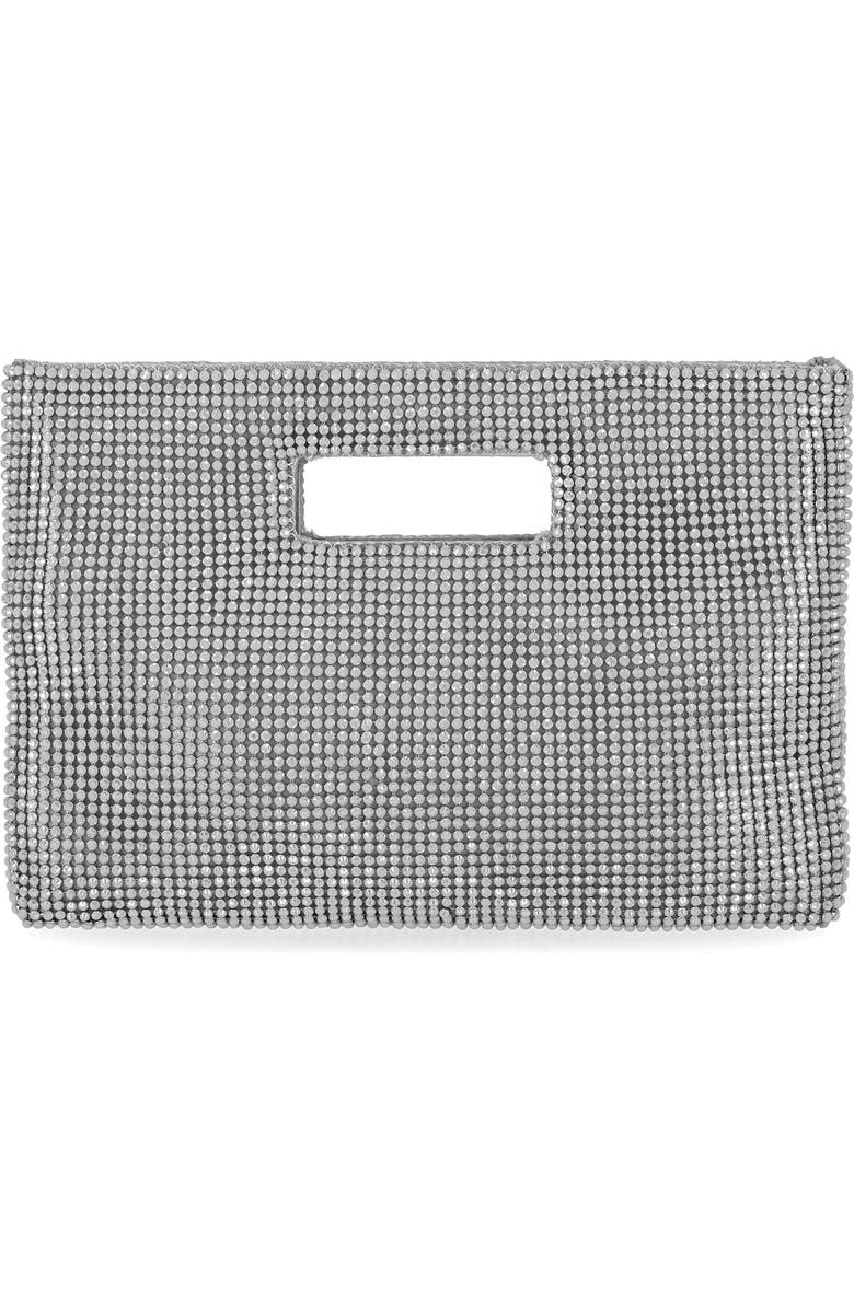 Jessica McClintock Asher Cut Out Handle Clutch, Alternate, color, Silver