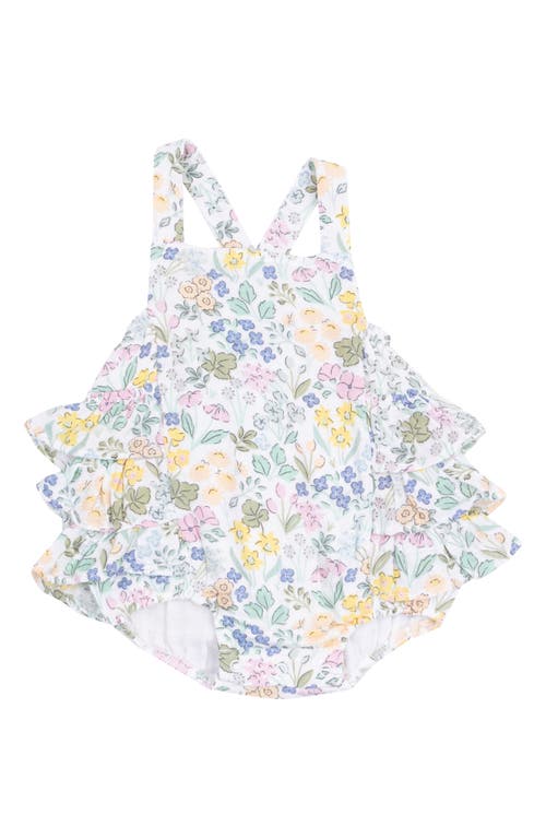 Angel Dear Samantha Floral Organic Cotton Muslin Bodysuit in Ivory at Nordstrom, Size 3-6M
