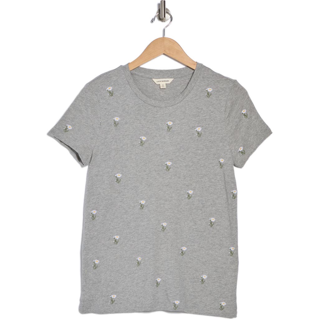 LUCKY BRAND LUCKY BRAND FLOWER EMBROIDERED COTTON T-SHIRT