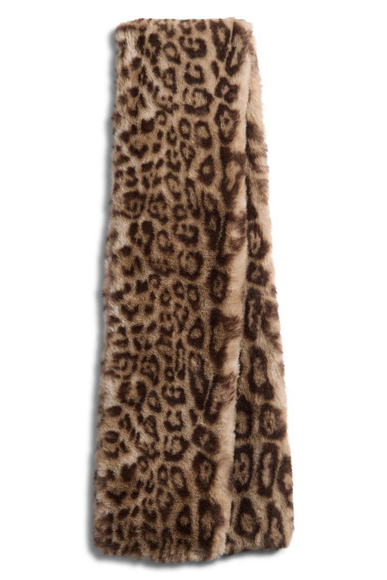 Apparis Kai Leopard Print Pluche™ Faux Fur Pull-Through Scarf
