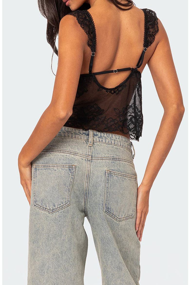 Jasmine Sheer Lace Camisole, Alternate, color, BLACK