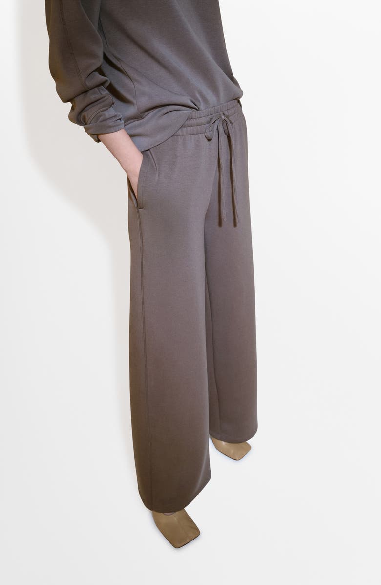 MANGO Elastic Waist Wide Leg Knit Pants, Alternate, color,