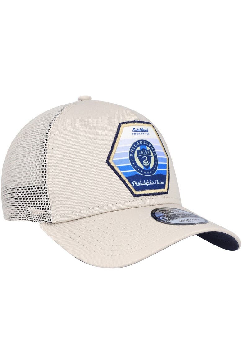 Men's New Era Cream Philadelphia Union Established Patch 9FORTY A-Frame Trucker Adjustable Hat, Alternate, color, Cream